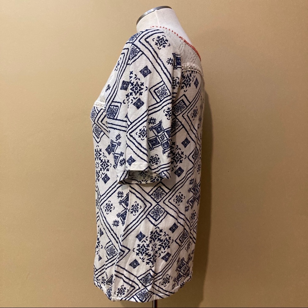 LUCKY BRAND navy, white, + orange top - Picture 2 of 5